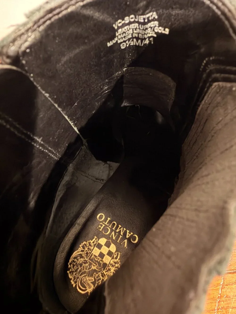Vince Camuto Sojetta Square Toe Bootie Gold Metallic Leather Women's Size 9.5 M